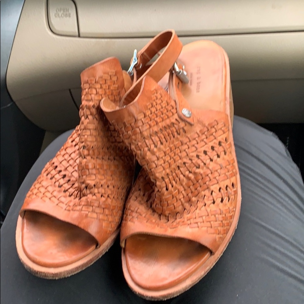 Rag & bone tan leather mules strap 37.5 women